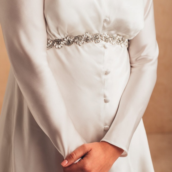 Wolf & Badger Mione Mini Silk Dress With Diamond Detail - NEVER WORN, BNWT - Picture 2 of 6